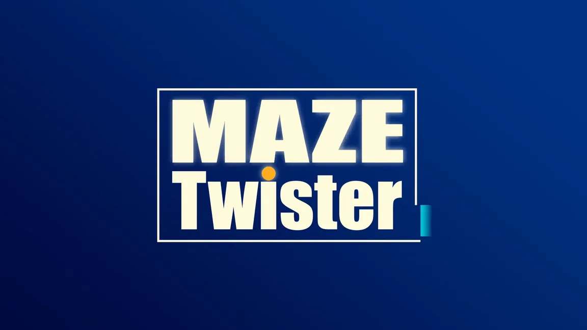Maze Twister key art: the words MAZE Twister in a box on a dark blue background